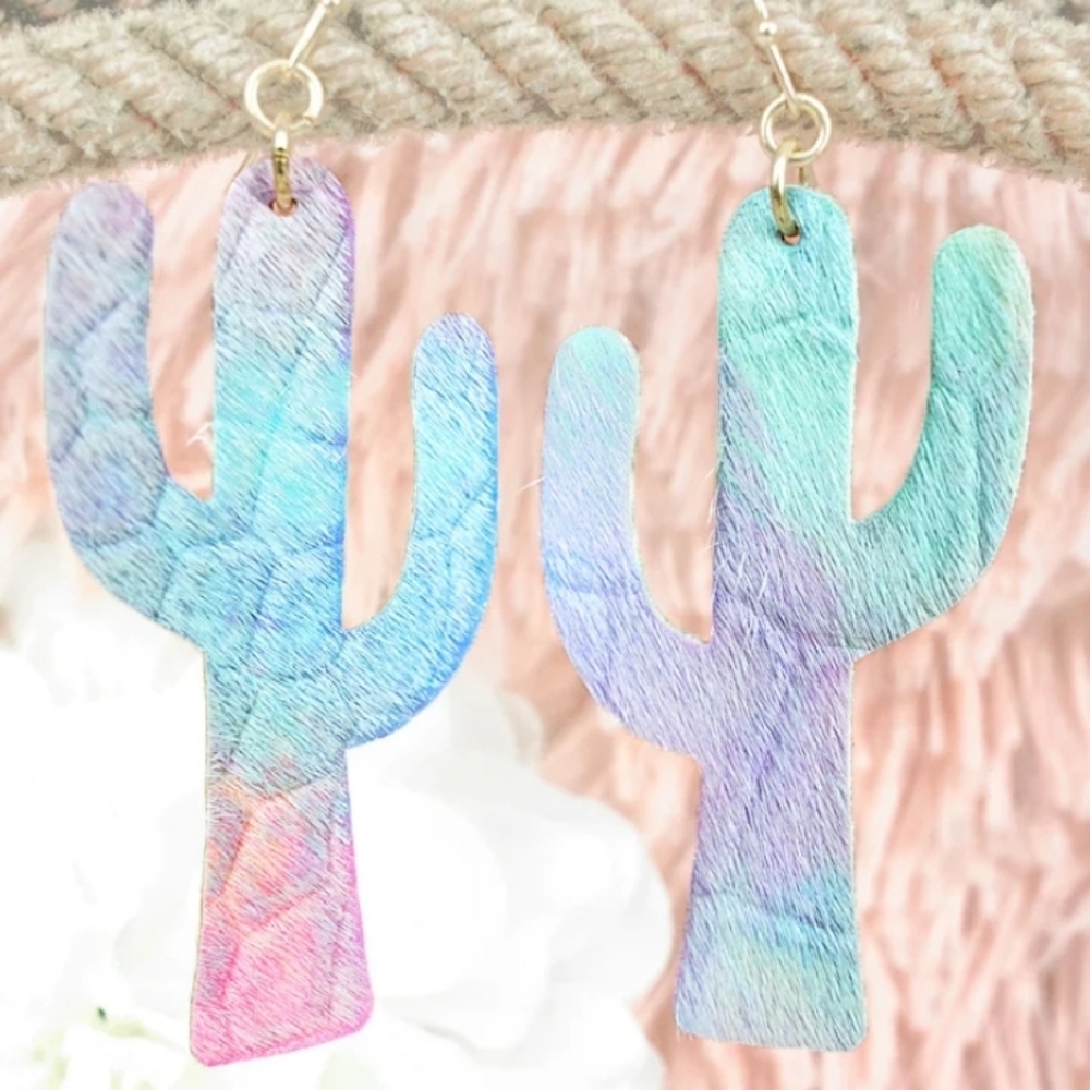 Over the rainbow Cactus earrings